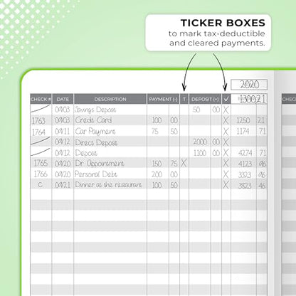 Clever Fox Check Register Book, Checkbook Ledger, 5.8x8.3 Green - color: Green, size: A5 (5.8'' x 8.3'')