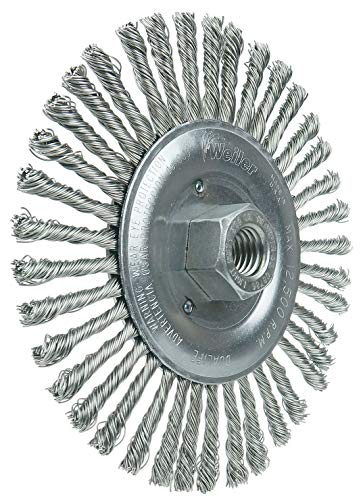Weiler 08786 Roughneck Jr. 6" Root Pass Weld Cleaning Brush, .020" Stainless Steel Wire Fill, 5/8"-11 UNC Nut, Made in the USA (Pack of 1) - size: 38 Knots