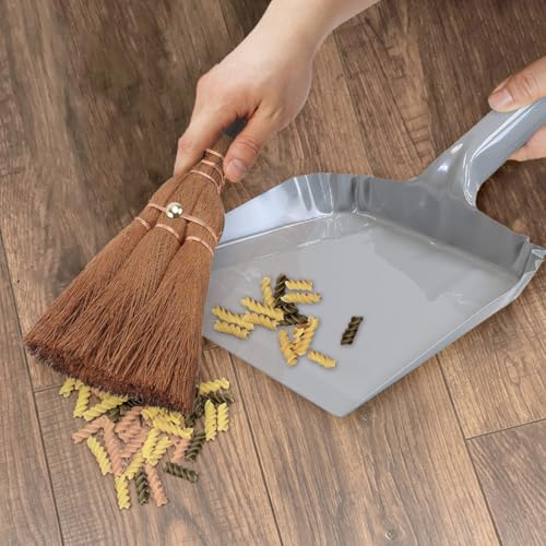 Small Metal Dust Pan and Brush for Fireplace, Garage, Shop, 9" Wide - style: Metal Dustpan