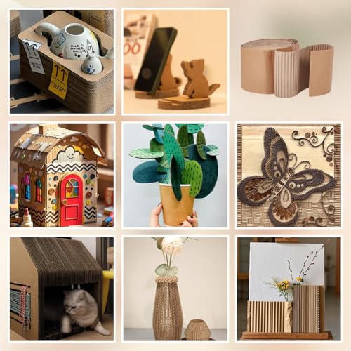 OLYCRAFT Corrugated Cardboard Rolls 4x197 Inch Singleface Corrugated Paper Roll Shipping Protection Roll Large Corrugateds Wrap Paper Sheet Packaging Wrap Cardboard for Moving Protecting Fragile Items - size: 4x197 Inch