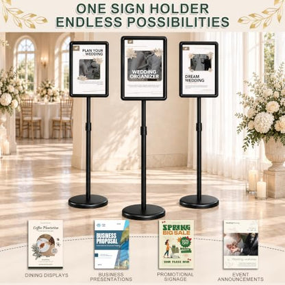 Stand Sign Holder, 8.5x11 Sign Stand for Display, 6-Pack, Black - size: 8.5*11 Chamfer 6Pack