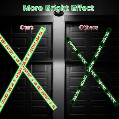 CCINEE 2INx16.4FT Glow in The Dark Halloween Caution Tape, Scary Do Not Enter Adhesive Warning Tape Roll for Indoor Outdoor Halloween Party Yard Haunted House Danger Zone Barricade Decorations