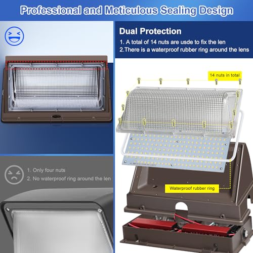 LED Wall Pack Lights Outdoor Dusk to Dawn Photocell 800W Eqv Bright 18000LM LED Exterior Buildings Security Lighting 5000K 120W LED Flood Wall Light 100V-277V IP65 Waterproof for Yard 6 Pack - size: Large/120/with photocell-6Pack