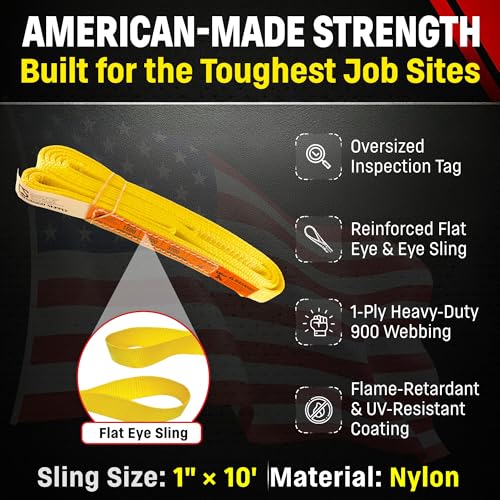 DD Sling 1 Inch x 10 Foot Nylon Lifting Sling - size: 1"x10'