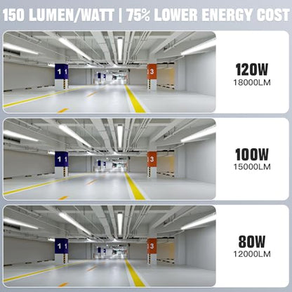 JTT 8FT LED Vapor Tight Light 120/100/80W Options, 0-10V Dimmable - 4Pack - size: 8FT (4-Pack)