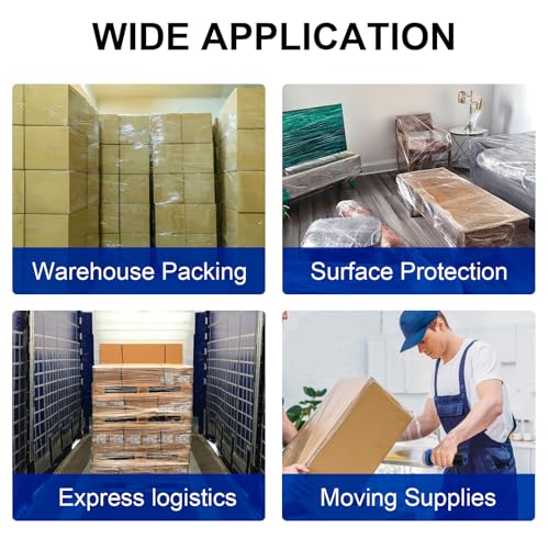 RAZCC Stretch Film, Industrial Strength Stretch Wrap for Pallet Wrap, Heavy Duty Clear Plastic Wrap with Handles, Moving Wrapping Plastic Roll, 15 Inch x 1000 Feet, 60 Gauge, 1 Pack - size: 1 Roll
