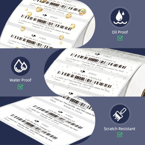 LLIKED 1400 Thermal Labels 4"x1", Strong Adhesive Shipping Labels - size: 4"x1"-1 Roll