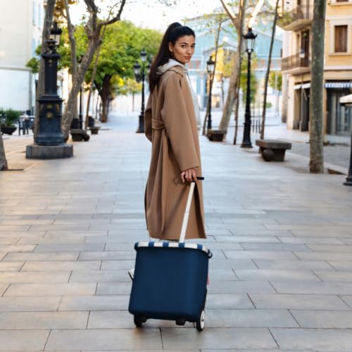 reisenthel carrycruiser Dark Blue - Portable Shopping Trolley with Sturdy Aluminum Frame, Shoulder Strap and Removable mesh Inner Bag -Water-Repellent - color: Dark Blue