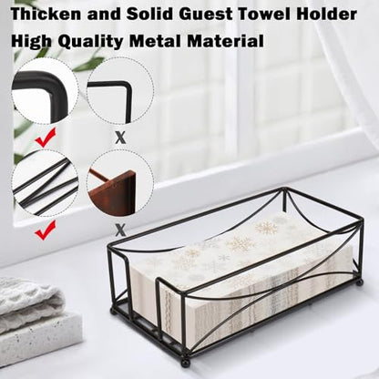 Livabber Guest Napkin Holder, Metal Bathroom Paper Hand Towel Storage Modern Napkin Tray Caddy for Countertop, Table Kitchen, Dinning Room (Black, Metal Base) - color: Black