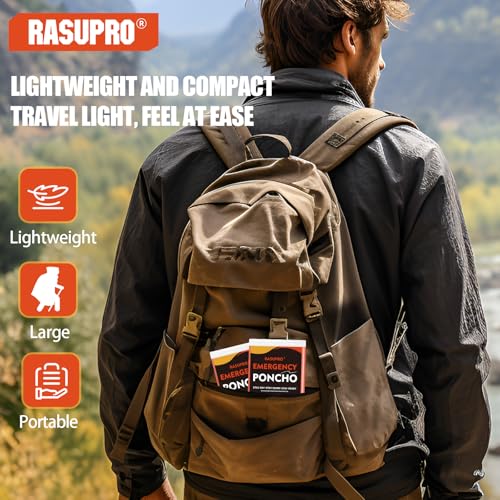 4 Pack Emergency Ponchos with Thickened Mylar Blanket Lining, Windproof, Waterproof, and Thermal Orange Survival Ponchos - Perfect for Outdoor Rescue, Family Camping Gear, Car Emergency Kits