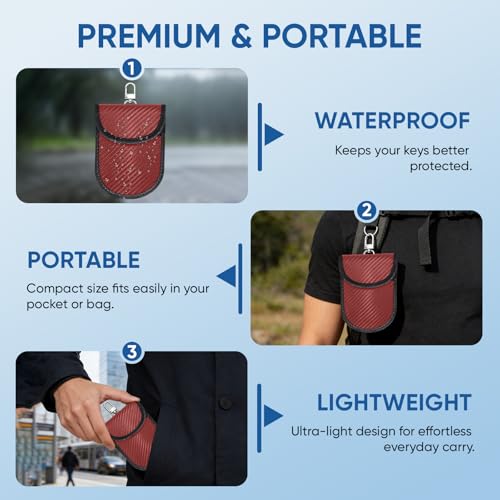 TICONN 2PK Faraday Bag for Car Key Fob, Anti-Theft NFC RFID Blocking Pouch - color: Red, size: Medium