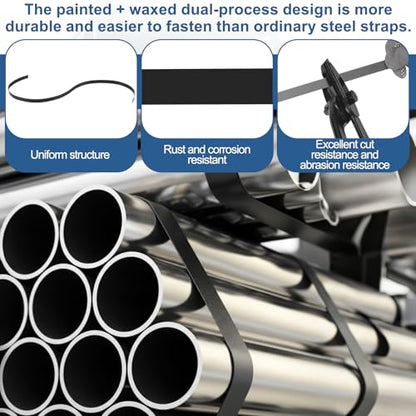 LEIFIDE 1/2" x 0.02" x 500' Steel Strapping Coil 1100 Lbs Break Strength Painted & Waxed Heavy-Duty Metal Banding Cut-Resistance Self-Dispensing Box for Pallet Brick Pipe Lumber Heavyweight Bundling