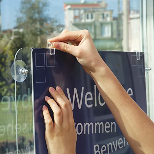 M&T Displays Premium 11x17 Acrylic Window Sign Holder | Double Sided Clear Portrait Display Frame with 4 Suction Cups | Anti-Glare for Storefronts, Doors, Glass - Easy Poster & Menu Change - size: 11x17 Portrait