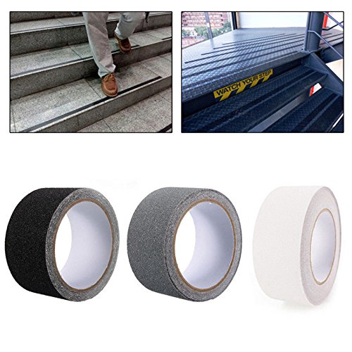 2" x 16' Roll Rubberized Anti Slip Safety Tape Non Skid Stair Step Grip Boat (Grey) - color: grey