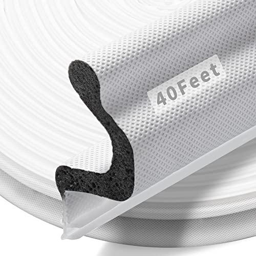 40 Feet Long Reach Door Weather Stripping Door Seal Strip, New Upgraded V-Shaped Replacement Kerf Weather Stripping for Door Frame Door Insulation, Easy Cut to Size(White) - color: White, size: 40 Ft