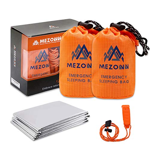 Emergency Sleeping Bag Survival Bivy Sack Use as Emergency Blanket Lightweight Survival Gear for Outdoor Hiking Camping Keep Warm After Earthquakes, Hurricanes and Other disasters - color: Orange Set