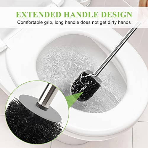 AONEZ Compact Toilet Brush & Holder, Stainless Steel Handle, Space Saving for Storage, Deep Cleaning, Drip-Proof, Easy to Assemble, Nylon Bristles, White & Grey - color: White & Grey