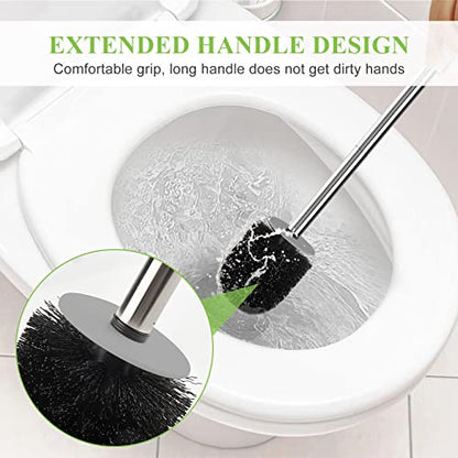 AONEZ Compact Toilet Brush & Holder, Stainless Steel Handle, Space Saving for Storage, Deep Cleaning, Drip-Proof, Easy to Assemble, Nylon Bristles, White & Grey - color: White & Grey