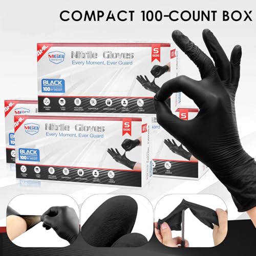M68 Black Nitrile Gloves 4 Mil Disposable, Latex Free Powder Free, Textured Fingertips, Chemical Resistant, Cooking, Cleaning - size: Large