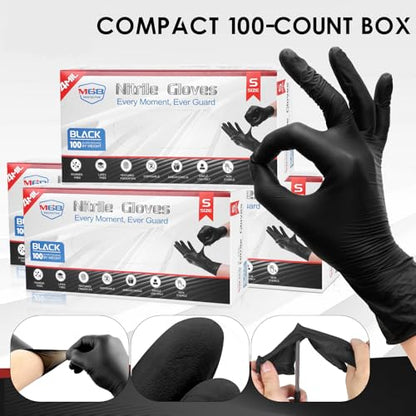 M68 Black Nitrile Gloves 4 Mil Disposable, Latex Free Powder Free, Textured Fingertips, Chemical Resistant, Cooking, Cleaning - size: Large