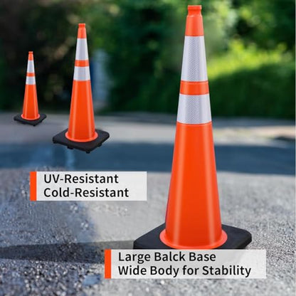 BESEA 6 Pack 36 Inch Orange Traffic Cones with Weighted Base - size: 36"(6 cones)