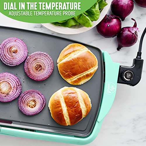GreenLife 20" Extra Large Electric Griddle, Turquoise - color: Turquoise