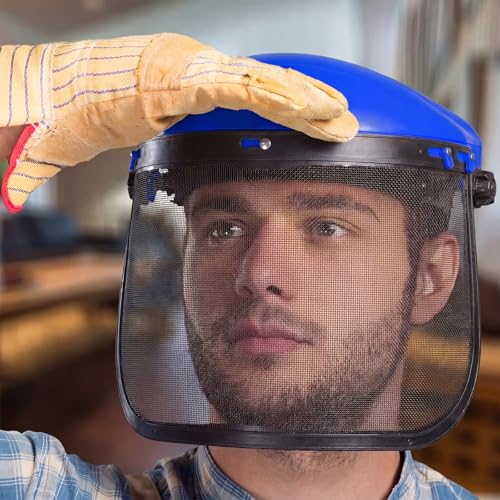 Sabary Safety Face Shield with Mesh Visor for Men, Black,Blue - color: Black,blue