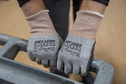 Majestic Cut-Less Dyneema Glove with Polyurethane Palm | 13 Gauge Liner, Pre-Curved Finger, Lightweight, Breathable| - size: Large, style: 12 Pairs