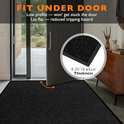 koloko 2ft x 6ft Durable Dirt Trapper Front Door Mat Outside Entrance - color: Black Pebble, size: 2 FT x 6 FT