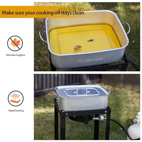 OuterMust 58,000 BTU Outdoor Fish Fryer with Baskets and Lid, 18 Qt. Propane Deep Fryer and 2 Inner Baskets, Ideal for Frying Fish, Chicken Wings, French Fries - size: 18 Qt. with Baskets and Lid