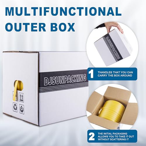 Banding Strapping Kit Pallet Packaging Strapping Tool Set with 1000' Length x 1/2" Wide PP Strapping Banding,100 Metal Seals