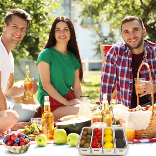 Salad Bar Containers for Fridge with Lid Handle, Fruit Storage Veggie Tray - color: 4 Colanders