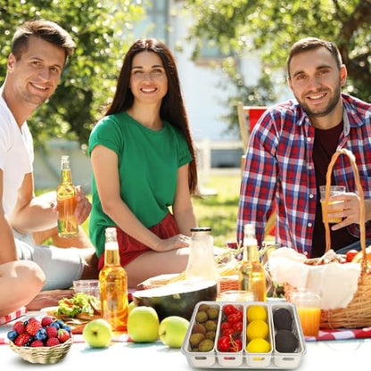 Salad Bar Containers for Fridge with Lid Handle, Fruit Storage Veggie Tray - color: 4 Colanders