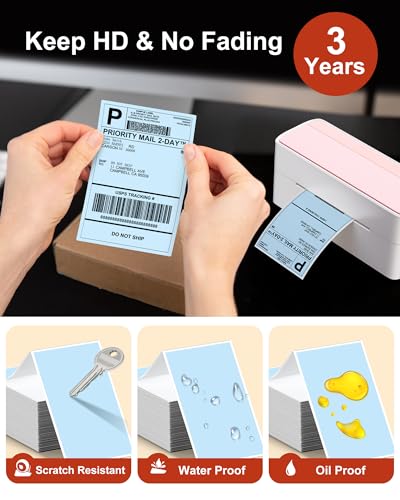Phomemo 4x6 Thermal Labels for Shipping Label Printer, 500PCS NO BPA/BPS - color: Blue, size: 4x6*500
