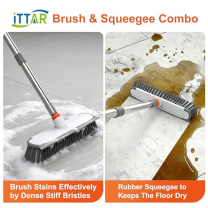 ITTAR Floor Scrub Brush & V-Shape Grout Brush with Long Handle, Orange - color: Orange-2