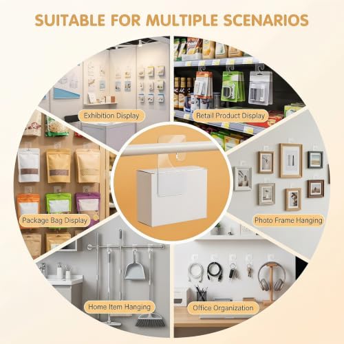 300 Pcs Clear Self Adhesive Hang Tabs, Plastic J-Hook Display Tags