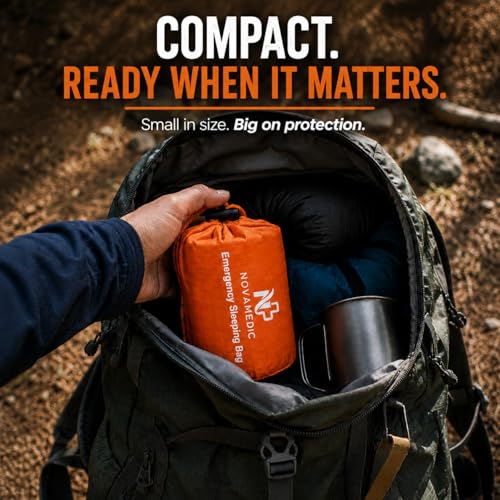 NovaMedic Emergency Sleeping Bag – 84"x36" Thermal Mylar Survival Bivy Sack – Waterproof, Lightweight & Compact Emergency Blanket for Camping, Hiking, Outdoor Survival & Travel - size: Pack of 2
