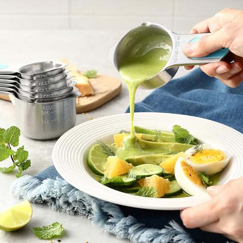 Spring Chef 15 Magnetic Measuring Cups & Spoons Set w/Levelers, Aqua Sky - color: Blue (Aqua Sky)