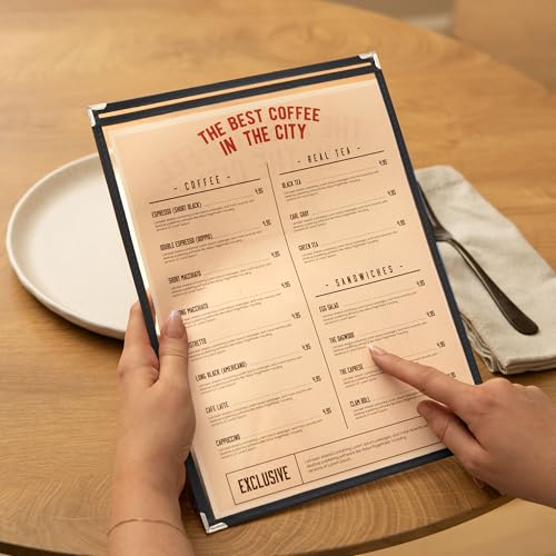 Ilyapa 60 Pack of Restaurant Menu Covers 8.5 x 11 - Single Page Cover, 2 View Sleeves - Restaurant Plastic Menu Holder - Fits 8.5 x 11 Inch Paper - color: Black, size: 8.5 x 11 (Pack of 2)