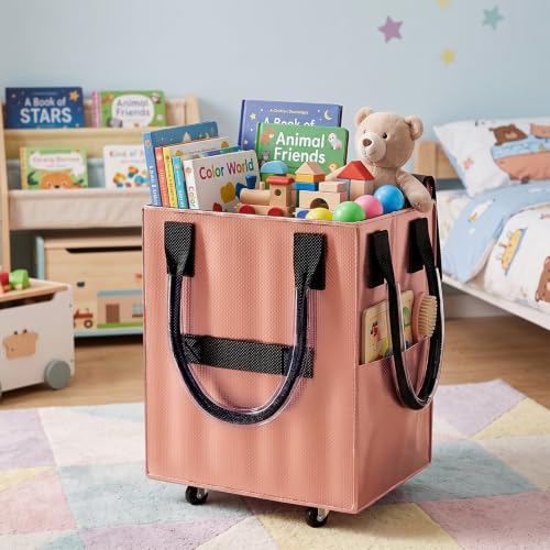 Reusable Grocery Bag on Wheel, Foldable Shopping Cart with Wheels, Can Carry up to 67 Pounds, Suitable for Groceries, Laundry, Camping and Moving. (Rose Gold - Medium) - color: Rose Gold - Medium