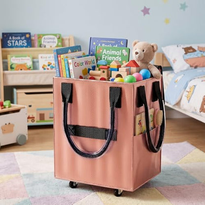 Reusable Grocery Bag on Wheel, Foldable Shopping Cart with Wheels, Can Carry up to 67 Pounds, Suitable for Groceries, Laundry, Camping and Moving. (Rose Gold - Medium) - color: Rose Gold - Medium