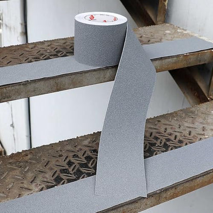 BOMEI PACK Anti Slip Traction Tape,4 Inch x 33 Ft,Heavy Duty Non Slip Tape,Grip Tape for Stairs, Tread Step, Indoor & Outdoor Use,Waterproof Stairs Non Skid Treads (Grey) - color: Grey