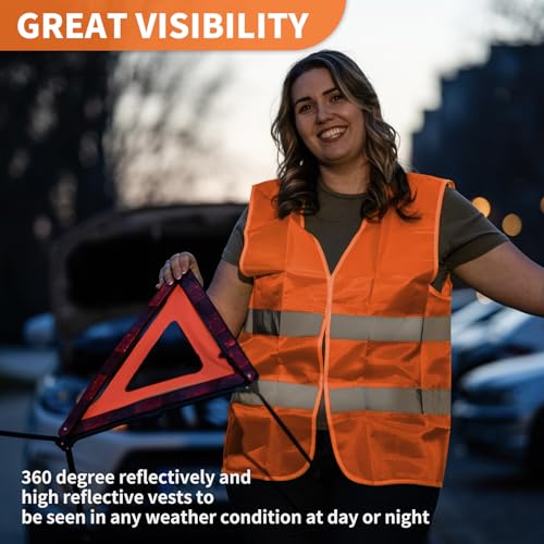 36 Pack High Visibility Safety Vests Mesh Security Vest with Reflective Silver Strips Construction Vest Bulk - color: Orange