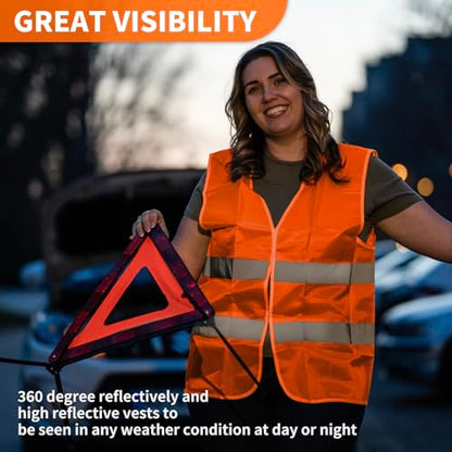 36 Pack High Visibility Safety Vests Mesh Security Vest with Reflective Silver Strips Construction Vest Bulk - color: Orange