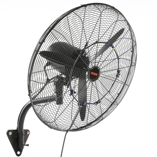 VEVOR 24 Inch 3-Speed 7000 CFM Black Waterproof Wall Mount Oscillating Fan - size: 24 Inch, style: Waterproof