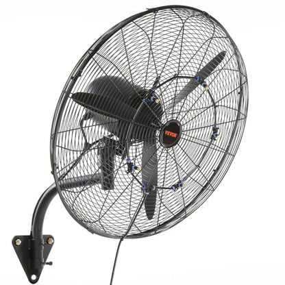 VEVOR 24 Inch 3-Speed 7000 CFM Black Waterproof Wall Mount Oscillating Fan - size: 24 Inch, style: Waterproof