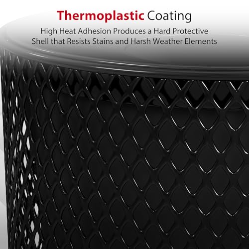 Leisure Craft 32 Gallon Commercial Outdoor Trash Can, Metal, Made in USA - color: Black