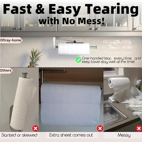 Under Cabinet Paper Towel Holder, One-Hand Tear Kitchen Paper Towel Holder - color: Sliver