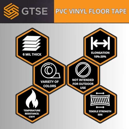 GTSE - Black Vinyl PVC Floor Tape 4 inch x 108ft Safety Marking Tape - color: Black, size: 4" x 108 ft