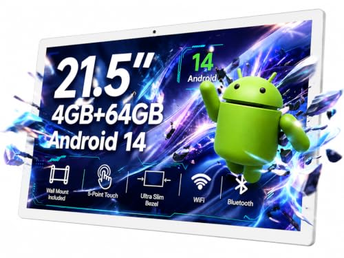 21.5 Inch Android Digital Signage Display, RK3576 Octa-Core, Android 14 Touch Screen Tablet, 4GB RAM 64GB ROM, FHD IPS 10-Point Touchscreen, WiFi 6, Bluetooth 5.4, VESA Wall Mount, POE (White)
